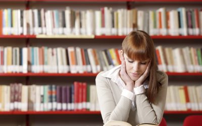 Young student in a library